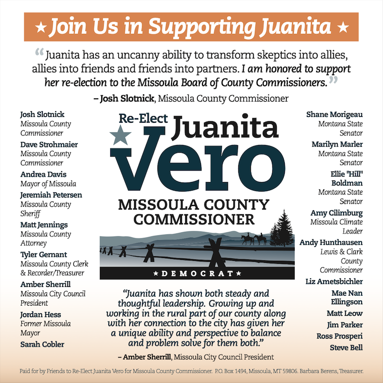 Reelect Missoula County Commissioner Juanita Vero Flyer 02